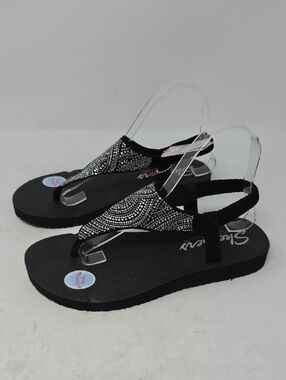 Skechers Black Rhinestone Slingback Thong Sandals Size 8